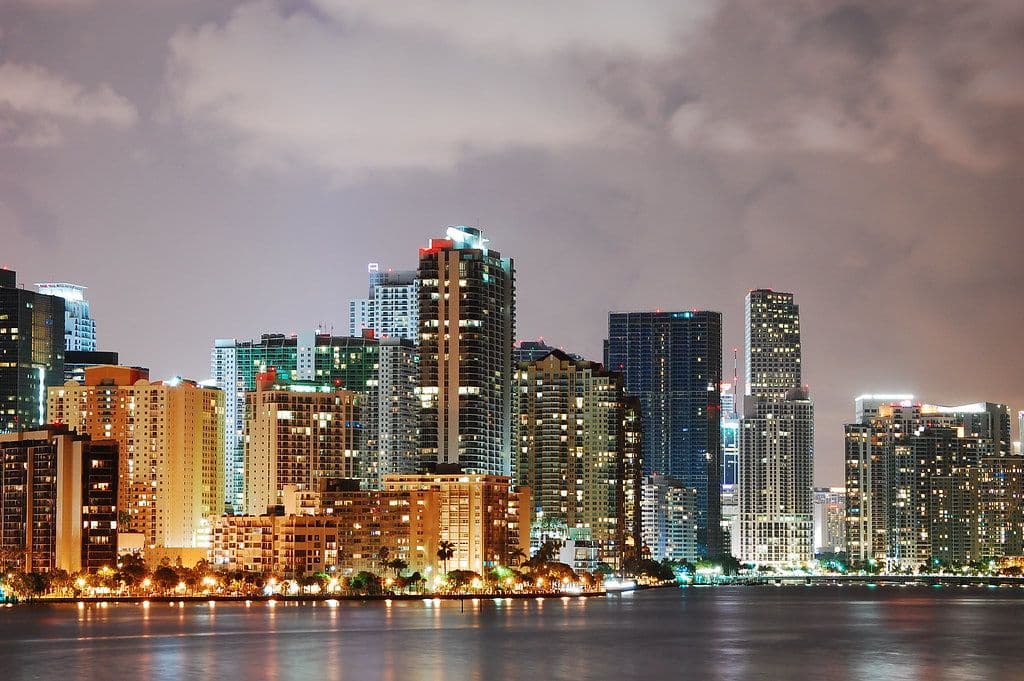 The Miami-Dade skyline at night