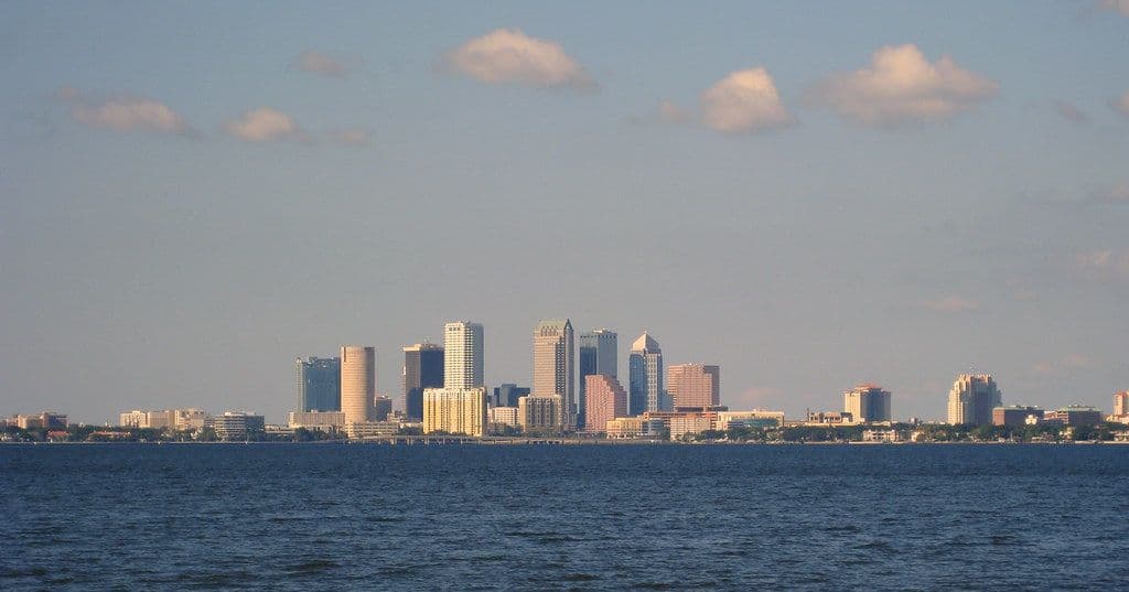 The Tampa skyline across the bay