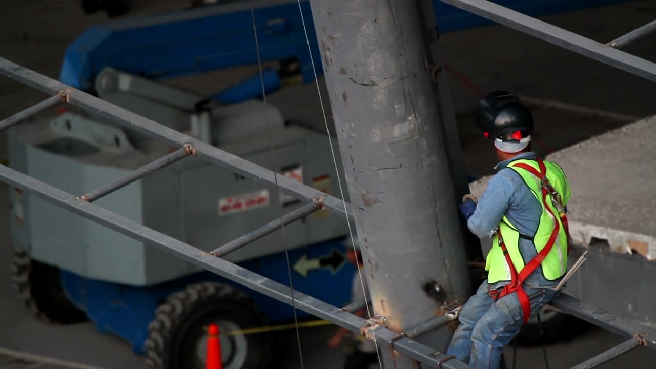 A welder working at a construction site