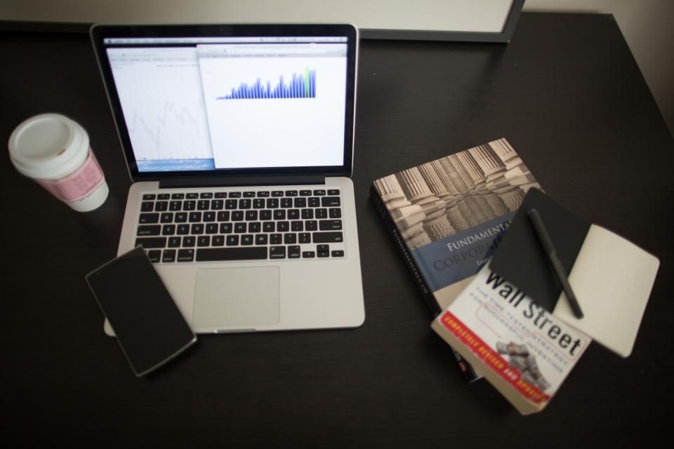 Business charts and data on a desk