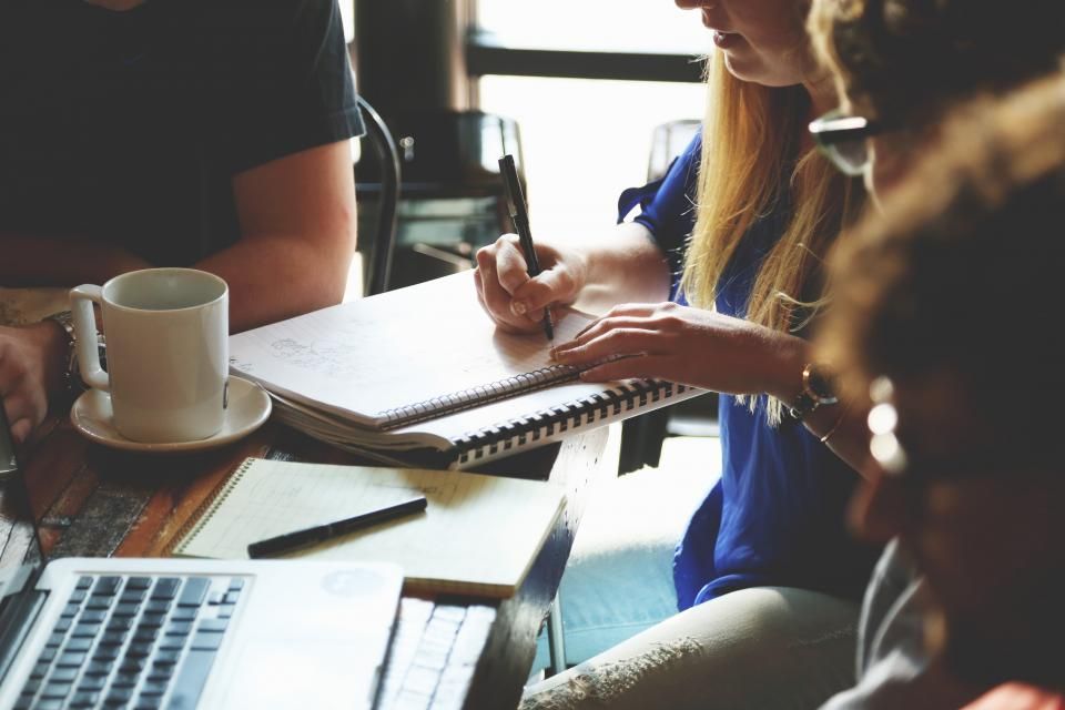 A business team working together