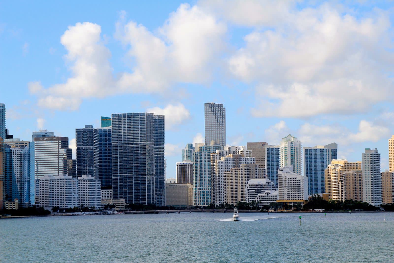Miami towers and waterfront seen from the bay